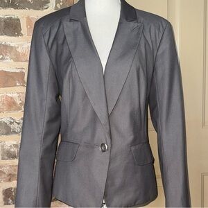 Merona Sophisticated Wool Blend Gray Blazer Sz 12 Timeless Classic